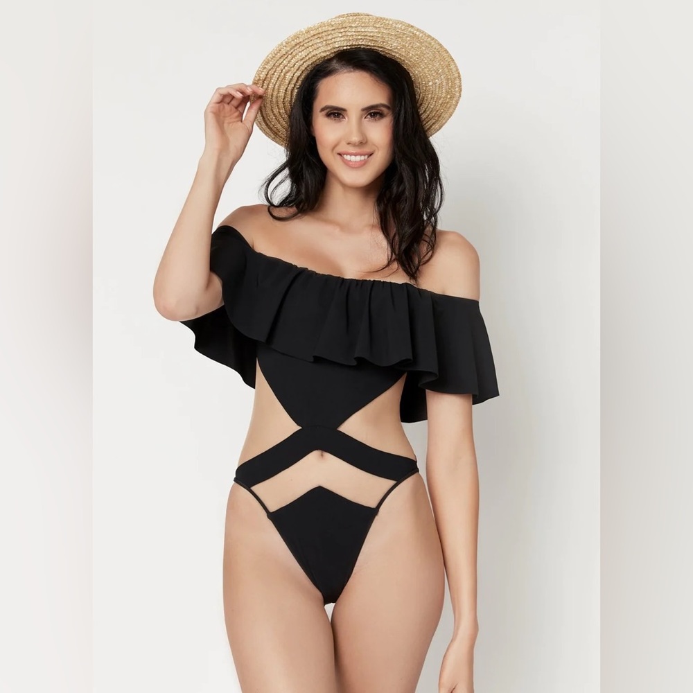 NWT Mira Zadeh Sammy Ruffle swimsuit, size L